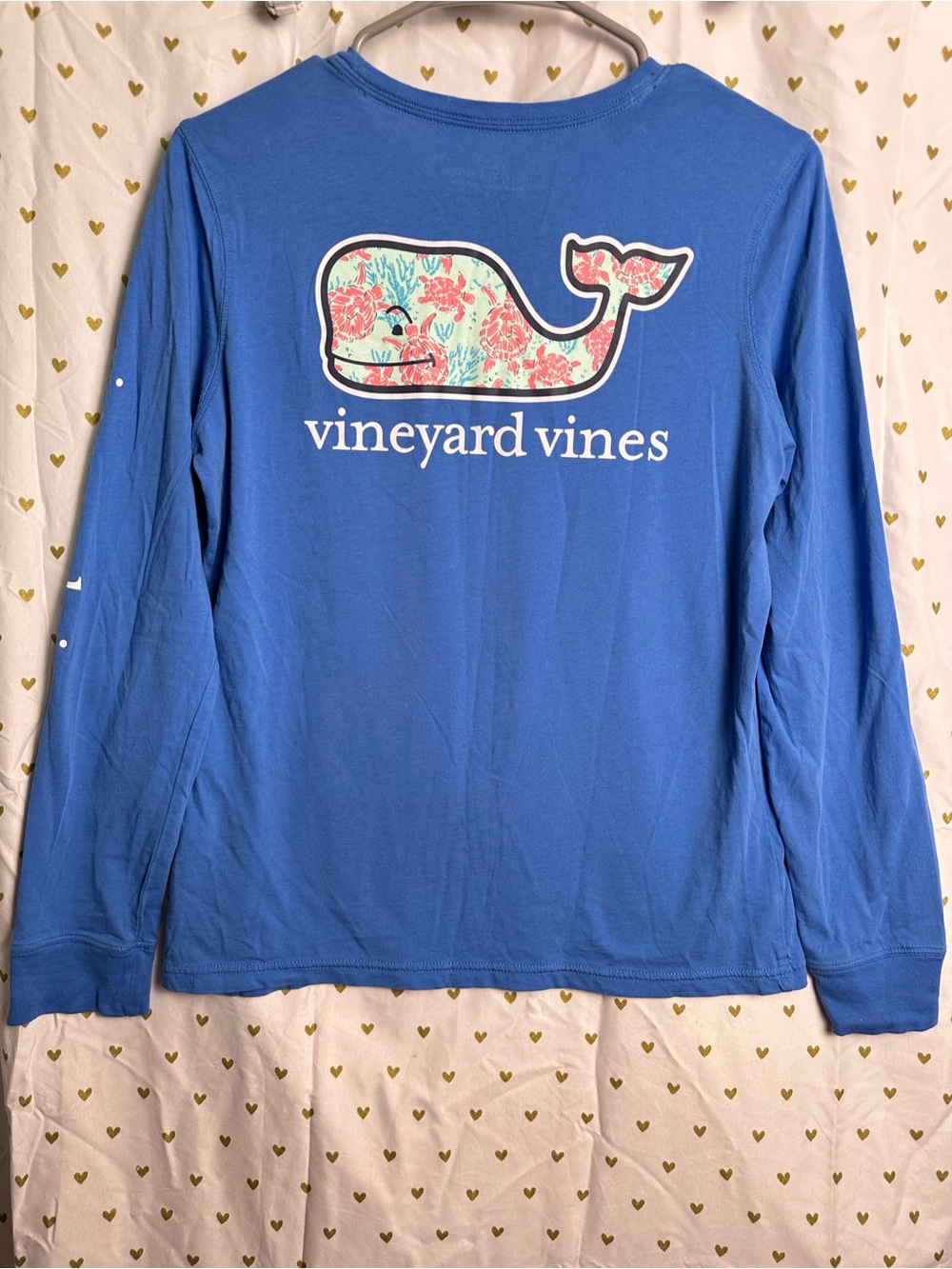 Vineyard Vines Blue Long-Sleeve Tee with Floral Whale